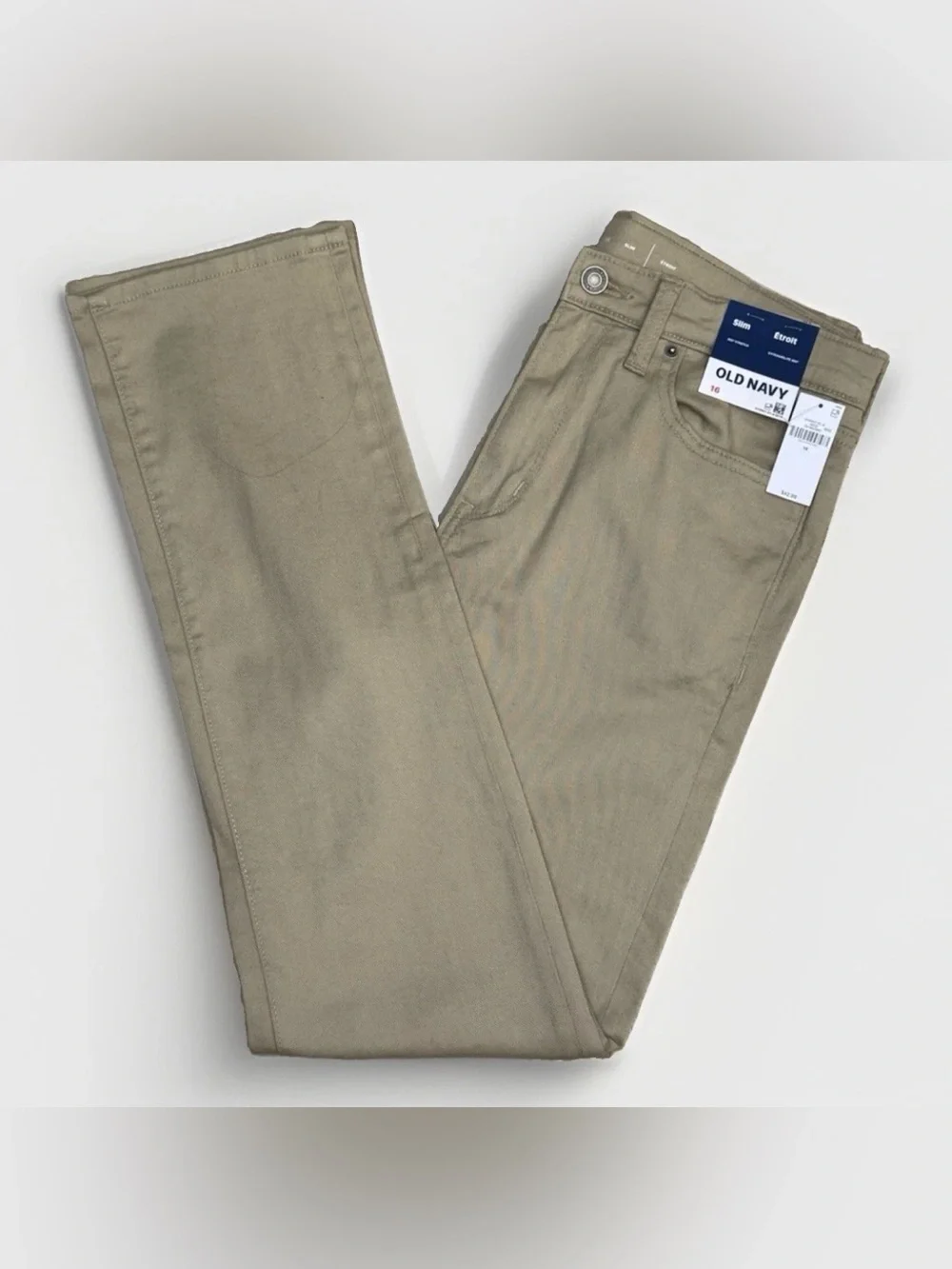 NEW Old Navy Boys Dockers Khaki Pants Sz 16 Slim School Uniform Adj Waist 29x30